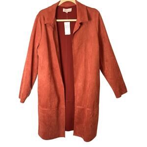 Philosophy Coatigan Womens Size L Long Sleeve Pockets Collar Microfiber NWT